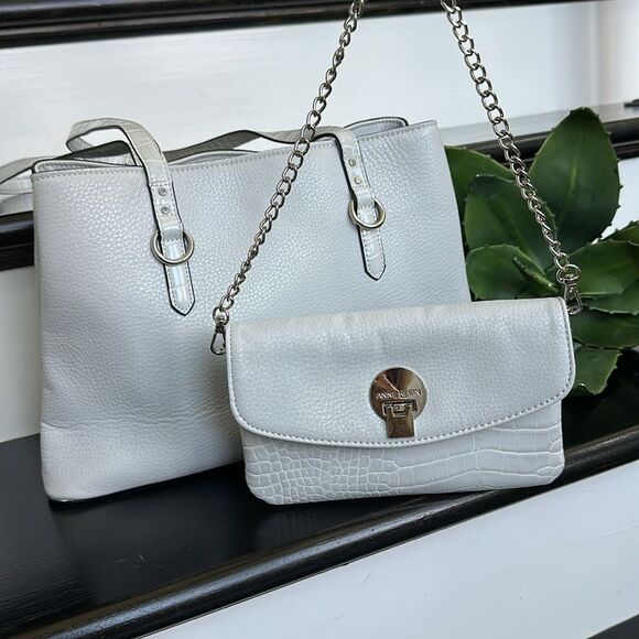 Anne Klein 2-in-1 Shoulder Tote Removable  Clutch Like New Versatile Bag - Picture 7 of 12